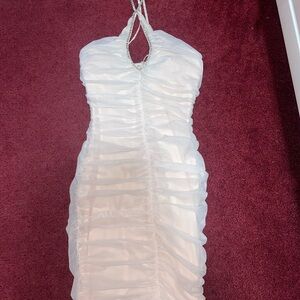 NWT: Oh Polly White Ruched Backless Dress- Size- US 4